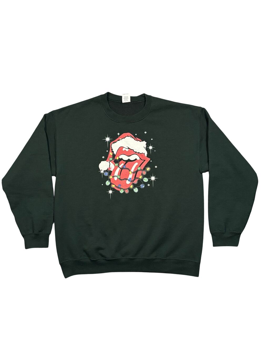 Rolling Stones Christmas Green Crewneck Sweatshirt Sweater Mens Size Large